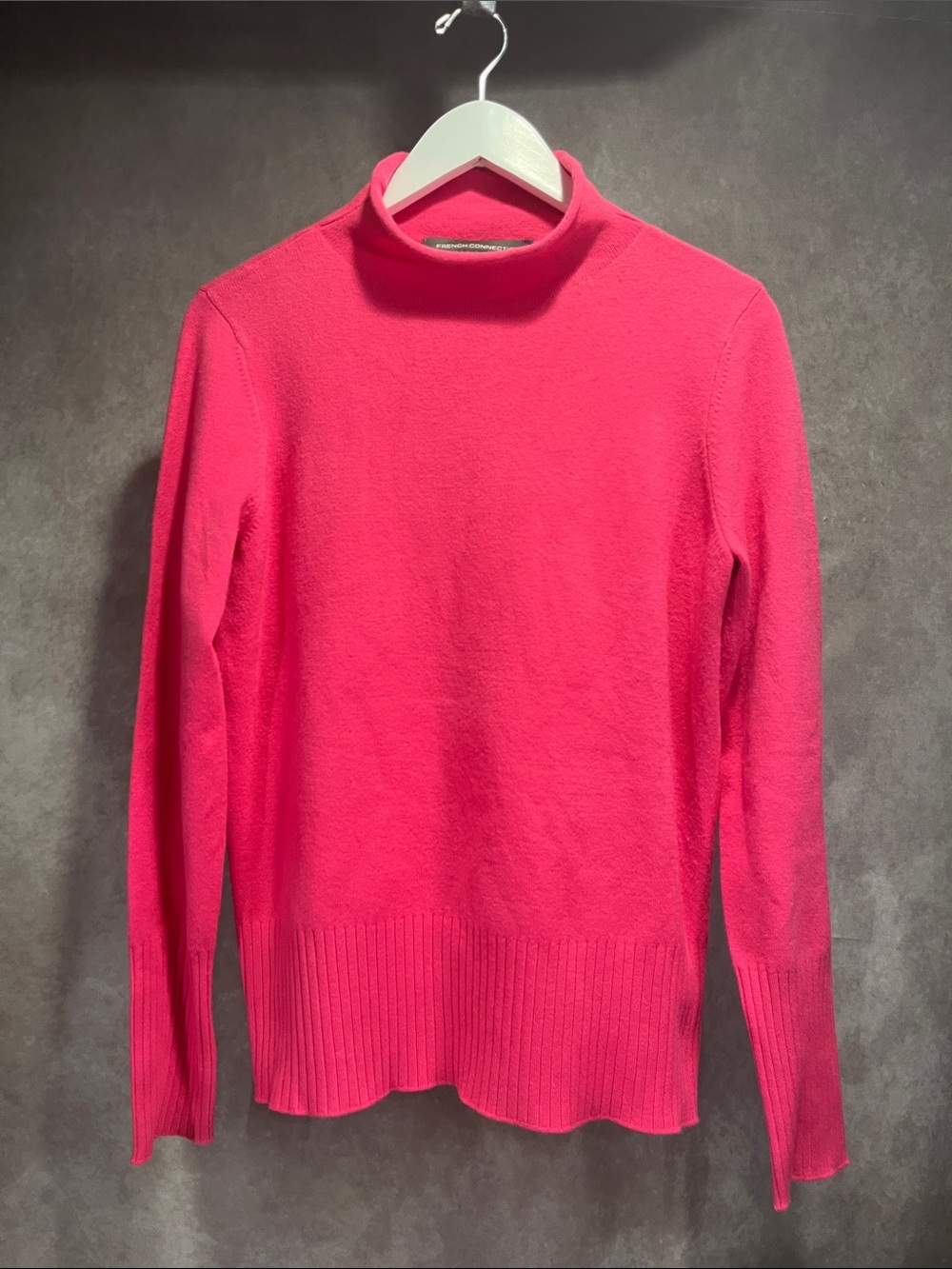French Connection Bright Neon Pink Mock Neck Sweater size large